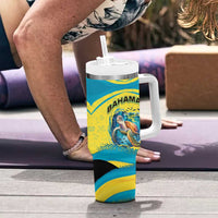 Bahamas Flag Tumbler With Handle with National Coat of Arms and Sea Turtle Design - Wonder Print Shop