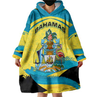 Bahamas Flag Wearable Blanket Hoodie with National Coat of Arms and Sea Turtle Design - Wonder Print Shop