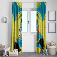 Bahamas Flag Window Curtain with National Coat of Arms and Sea Turtle Design - Wonder Print Shop