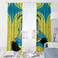 Bahamas Flag Window Curtain with National Coat of Arms and Sea Turtle Design - Wonder Print Shop