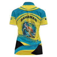 Bahamas Flag Women Polo Shirt with National Coat of Arms and Sea Turtle Design - Wonder Print Shop