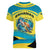 Bahamas Flag Women V-Neck T-Shirt with National Coat of Arms and Sea Turtle Design - Wonder Print Shop