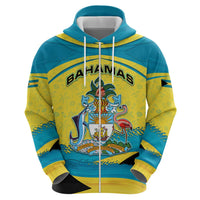 Bahamas Flag Zip Hoodie with National Coat of Arms and Sea Turtle Design - Wonder Print Shop