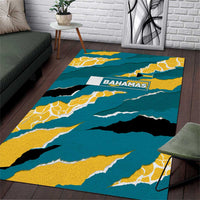 Bahamas Area Rug with National Coat of Arms Teal Yellow Ocean Wave Spirit