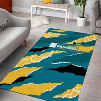 Bahamas Area Rug with National Coat of Arms Teal Yellow Ocean Wave Spirit