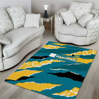 Bahamas Area Rug with National Coat of Arms Teal Yellow Ocean Wave Spirit