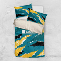 Bahamas Bedding Set with National Coat of Arms Teal Yellow Ocean Wave Spirit