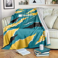 Bahamas Blanket with National Coat of Arms Teal Yellow Ocean Wave Spirit