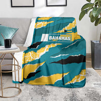 Bahamas Blanket with National Coat of Arms Teal Yellow Ocean Wave Spirit