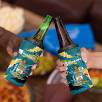 Bahamas 4 in 1 Can Cooler Tumbler with National Coat of Arms Teal Yellow Ocean Wave Spirit