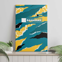 Bahamas Canvas Wall Art with National Coat of Arms Teal Yellow Ocean Wave Spirit
