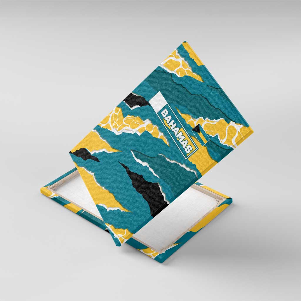 Bahamas Canvas Wall Art with National Coat of Arms Teal Yellow Ocean Wave Spirit