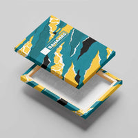 Bahamas Canvas Wall Art with National Coat of Arms Teal Yellow Ocean Wave Spirit