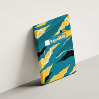 Bahamas Canvas Wall Art with National Coat of Arms Teal Yellow Ocean Wave Spirit