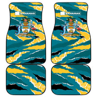 Bahamas Car Mats with National Coat of Arms Teal Yellow Ocean Wave Spirit