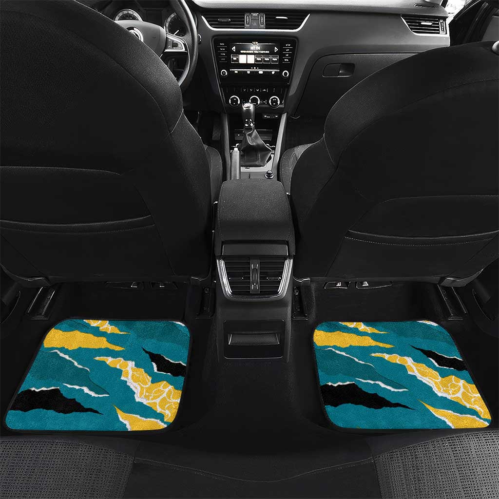 Bahamas Car Mats with National Coat of Arms Teal Yellow Ocean Wave Spirit