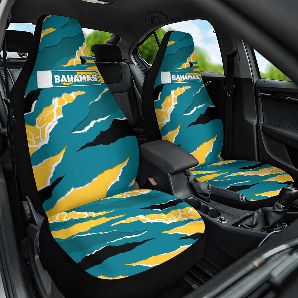 Bahamas Car Seat Cover with National Coat of Arms Teal Yellow Ocean Wave Spirit
