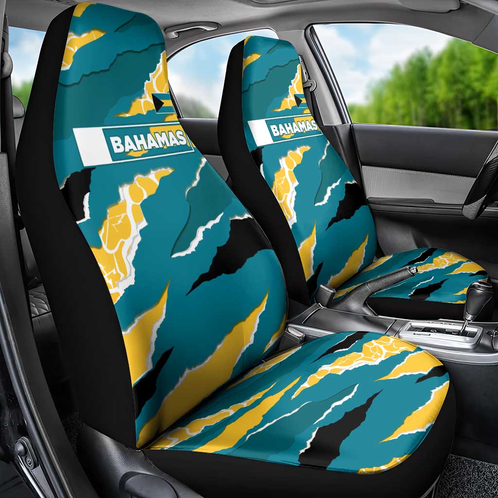 Bahamas Car Seat Cover with National Coat of Arms Teal Yellow Ocean Wave Spirit