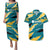 Bahamas Couples Matching Puletasi and Hawaiian Shirt with National Coat of Arms Teal Yellow Ocean Wave Spirit
