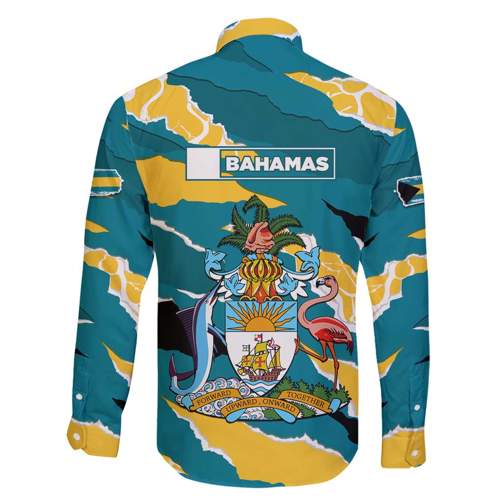 Bahamas Family Matching Mermaid Dress and Hawaiian Shirt with National Coat of Arms Teal Yellow Ocean Wave Spirit