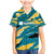 Bahamas Family Matching Mermaid Dress and Hawaiian Shirt with National Coat of Arms Teal Yellow Ocean Wave Spirit