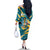 Bahamas Family Matching Off The Shoulder Long Sleeve Dress and Hawaiian Shirt with National Coat of Arms Teal Yellow Ocean Wave Spirit