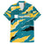 Bahamas Family Matching Summer Maxi Dress and Hawaiian Shirt with National Coat of Arms Teal Yellow Ocean Wave Spirit