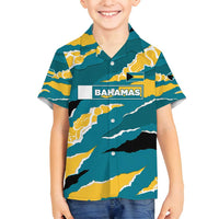 Bahamas Family Matching Summer Maxi Dress and Hawaiian Shirt with National Coat of Arms Teal Yellow Ocean Wave Spirit