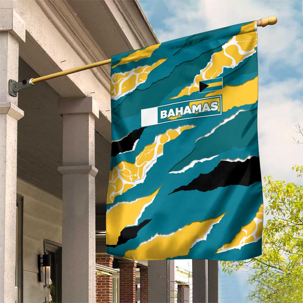 Bahamas Garden Flag with National Coat of Arms Teal Yellow Ocean Wave Spirit