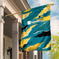 Bahamas Garden Flag with National Coat of Arms Teal Yellow Ocean Wave Spirit