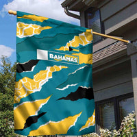 Bahamas Garden Flag with National Coat of Arms Teal Yellow Ocean Wave Spirit