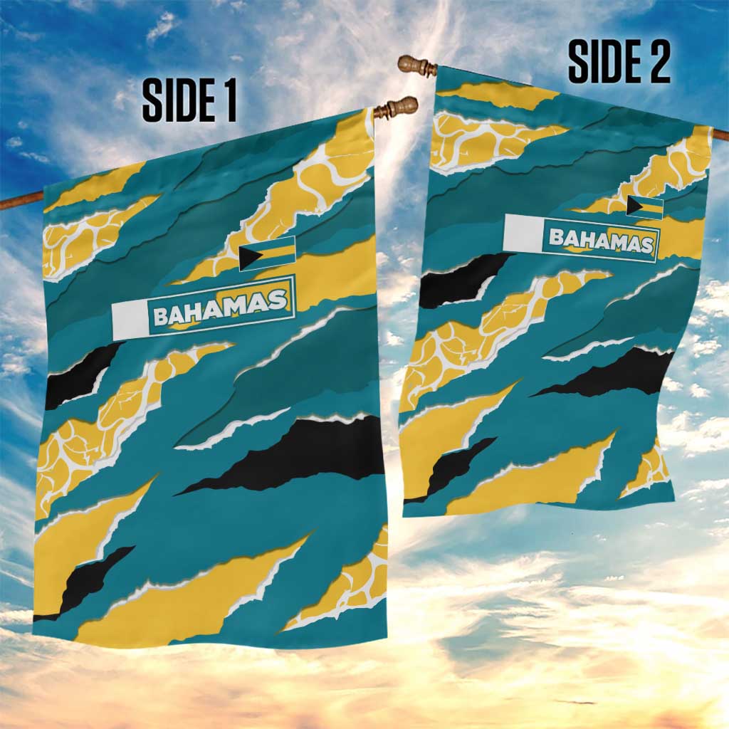 Bahamas Garden Flag with National Coat of Arms Teal Yellow Ocean Wave Spirit
