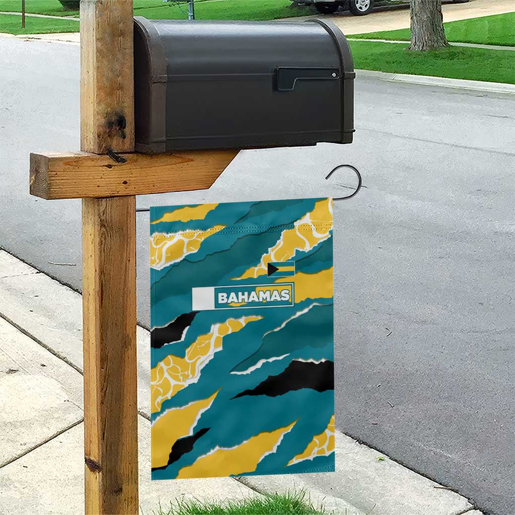 Bahamas Garden Flag with National Coat of Arms Teal Yellow Ocean Wave Spirit