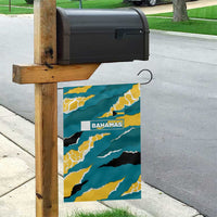 Bahamas Garden Flag with National Coat of Arms Teal Yellow Ocean Wave Spirit