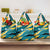 Bahamas Grocery Bag with National Coat of Arms Teal Yellow Ocean Wave Spirit