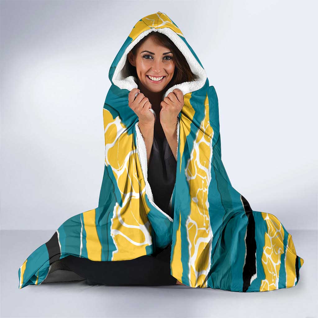 Bahamas Hooded Blanket with National Coat of Arms Teal Yellow Ocean Wave Spirit