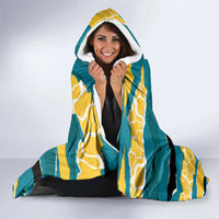 Bahamas Hooded Blanket with National Coat of Arms Teal Yellow Ocean Wave Spirit