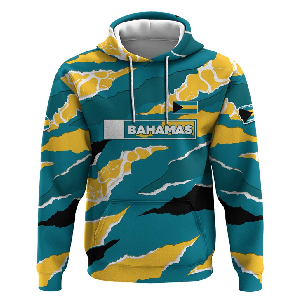 Bahamas Hoodie with National Coat of Arms Teal Yellow Ocean Wave Spirit