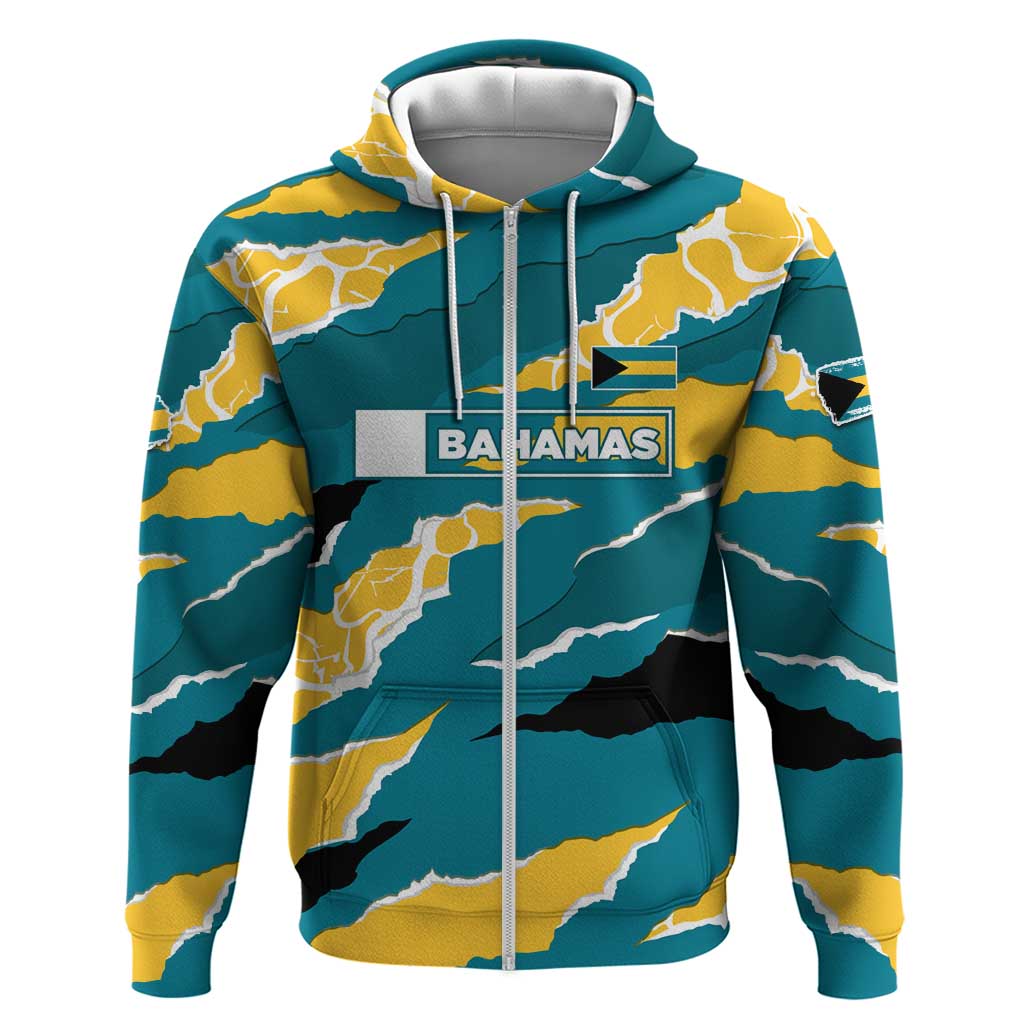 Bahamas Hoodie with National Coat of Arms Teal Yellow Ocean Wave Spirit