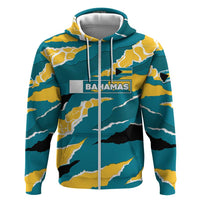 Bahamas Hoodie with National Coat of Arms Teal Yellow Ocean Wave Spirit