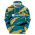 Bahamas Hoodie with National Coat of Arms Teal Yellow Ocean Wave Spirit