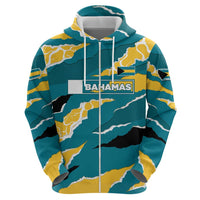 Bahamas Hoodie with National Coat of Arms Teal Yellow Ocean Wave Spirit