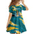 Bahamas Kid Short Sleeve Dress with National Coat of Arms Teal Yellow Ocean Wave Spirit