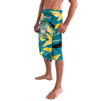 Bahamas Lavalava with National Coat of Arms Teal Yellow Ocean Wave Spirit