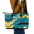 Bahamas Leather Tote Bag with National Coat of Arms Teal Yellow Ocean Wave Spirit