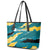 Bahamas Leather Tote Bag with National Coat of Arms Teal Yellow Ocean Wave Spirit