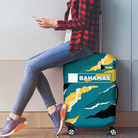 Bahamas Luggage Cover with National Coat of Arms Teal Yellow Ocean Wave Spirit