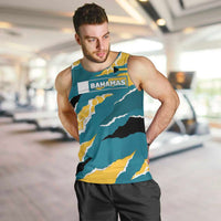 Bahamas Men Tank Top with National Coat of Arms Teal Yellow Ocean Wave Spirit