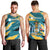 Bahamas Men Tank Top with National Coat of Arms Teal Yellow Ocean Wave Spirit