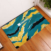 Bahamas Rubber Doormat with National Coat of Arms Teal Yellow Ocean Wave Spirit